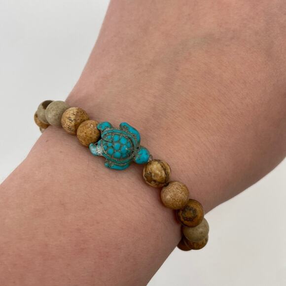 Natural stone bracelet-turquoise sea turtle-mixed bracelet - Picture 1 of 2